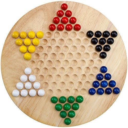 Wooden Chinese Checkers | Made with All Natural Wooden Materials | Includes 60 Wooden Marbles in 6 Colors | All Ages Classic Strategy Game for Up to Six Players