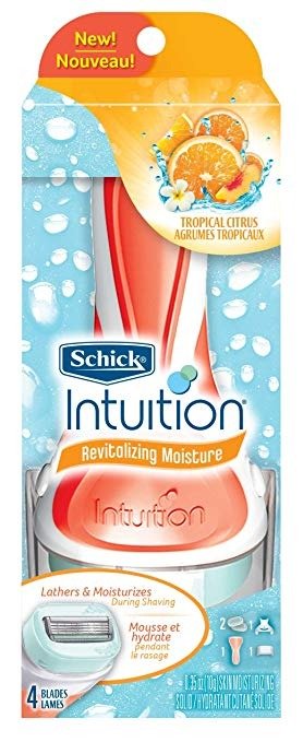 Schick Intuition Revitalizing Moisture Razor for Women with 2 Moisturizing Razor Blade Refills and Tropical Citrus Extracts