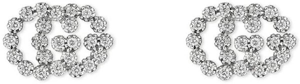 Running G 18K White Gold Diamond Stud Women's Earrings YBD48167600300U