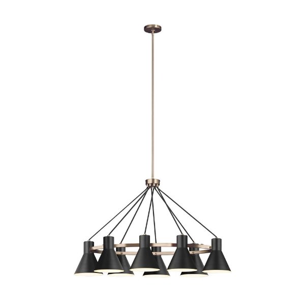 Towner 8-Light Black Shade with Satin Bronze Accents Chandelier