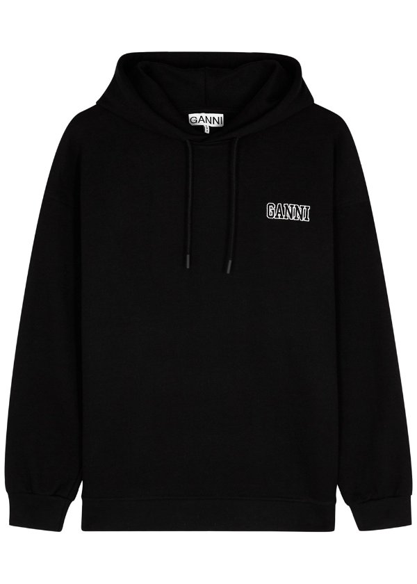 Software logo hooded cotton-blend sweatshirt