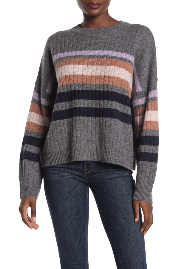Eliana Striped Dolman Cashmere Sweater