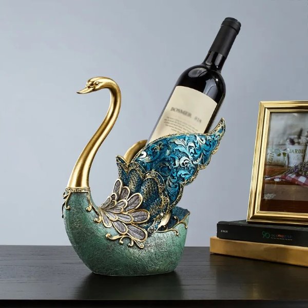 Mini Bar Decor Swan Wine Rack Bottle Holder in Resin-Homary
