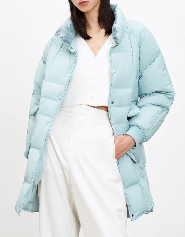Button Up Quilted Down Puffer Coat