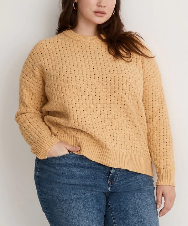 | Autumn Gold Basket-Weave Sweater - Plus