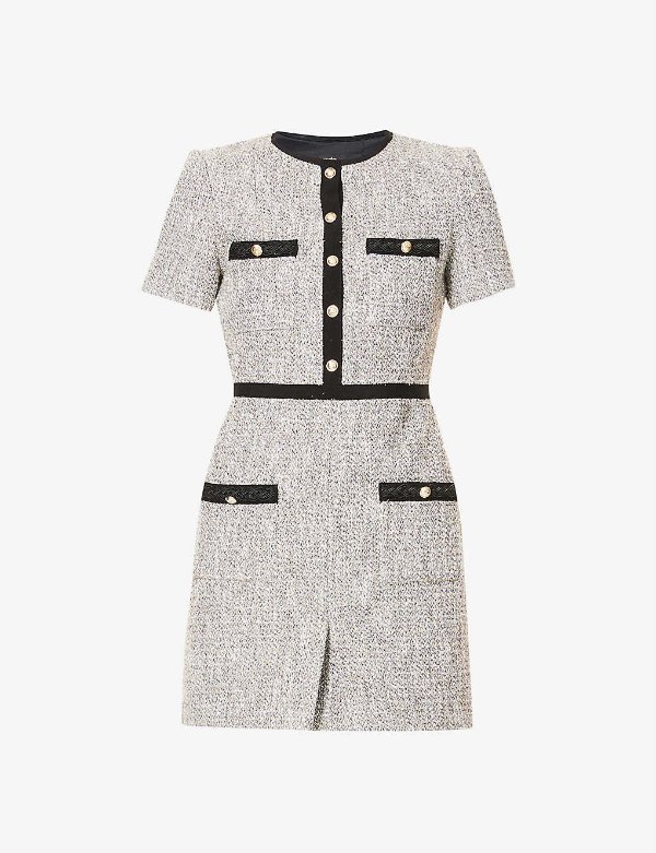 Rine short-sleeved cotton-blend mini dress