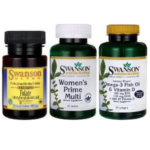 Swanson Health 孕妇维生素和叶酸、鱼油套装