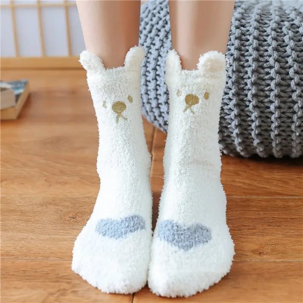 Temu Warm Fuzzy Cartoon Animal Socks Crew Length Warm Coral Fleece Socks  For Winter Women's Stocking Hosiery - Clothing, Shoes & Jewelry - Temu 2.99