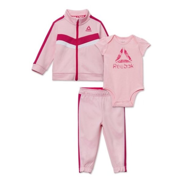 Baby Girl's Jacket, Bodysuit and Track Pants Outfit Set, 3 Piece, Sizes 0/3-24 Months