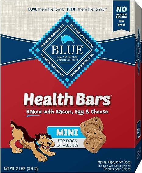 Health Bars Mini Natural Crunchy Dog Treats Biscuits, Bacon, Egg & Cheese 32-oz Box