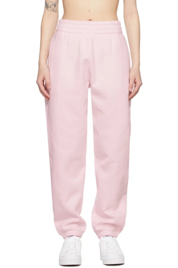 粉色logo休闲裤
