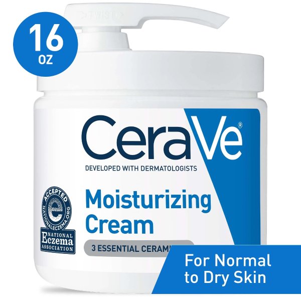 Moisturizing Cream for Face and Body, Daily Moisturizer for Normal to Dry Skin with Pump, 16 oz.