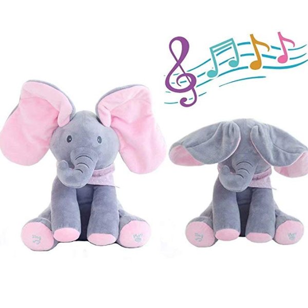 qiaoniuniu Electronic Pet, Plush Toy for Toddlers, Peek-a-Boo Elephant, Musical Baby Toys, Animal Doll Plush Stuffed Toys, Gift for Boys Girls Birthday Holiday