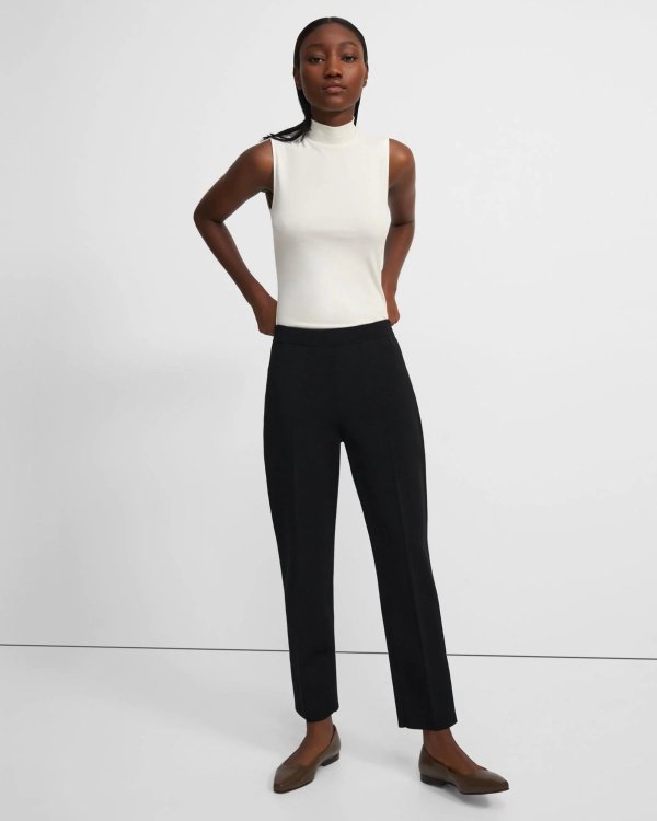 Slim Cropped Pull-On Pant in Stretch Knit