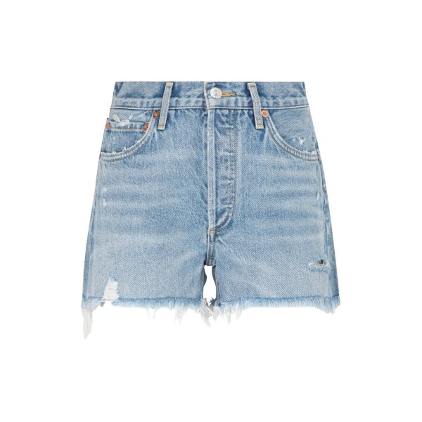 Distressed Buttoned Denim Shorts