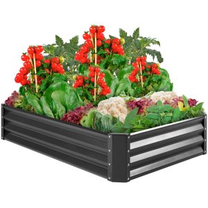 Best Choice Products Outdoor Metal Raised Garden Bed for Vegetables, Flowers, Herbs - 6x3x1ft