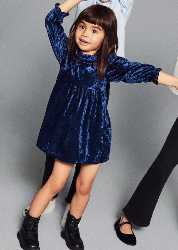 Ruffled velvet dress - Girls | Mango Kids USA