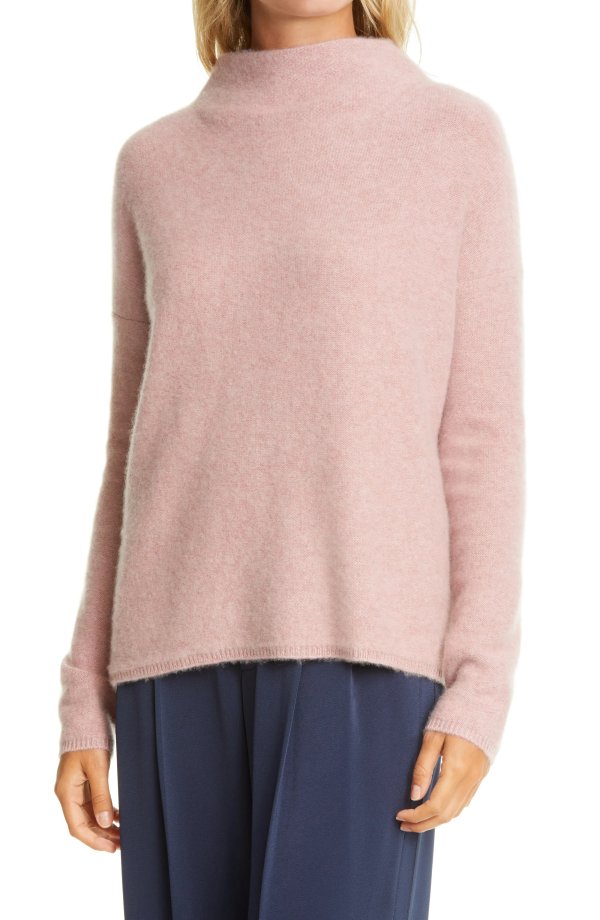 Funnel Neck Boiled Cashmere Sweater