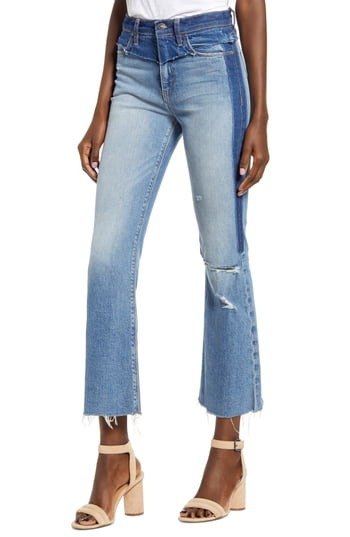Hudson Holly High Waist Distressed Deconstructed Crop Flare Jeans(Interval)