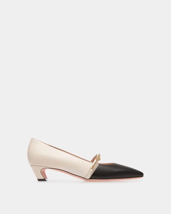Sylt Mary-Jane Pump In Black And White Leather