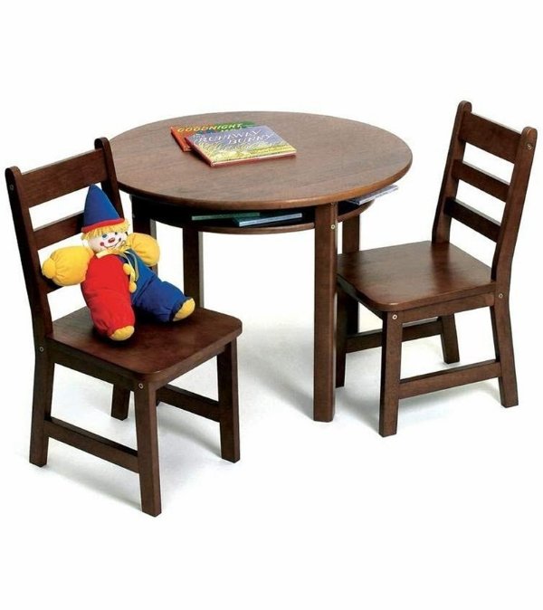 Child's Round Table & Chairs - Walnut