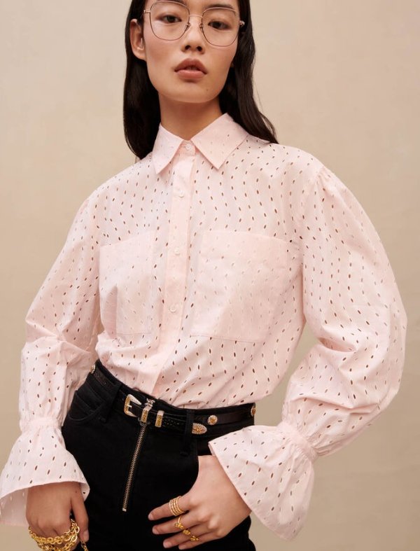 223CILAKE Pink broderie anglaise shirt