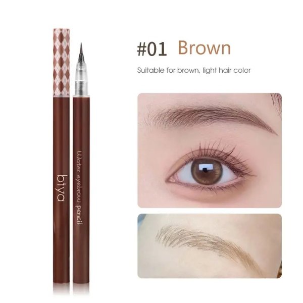 Long-Lasting Waterproof Liquid Eyebrow Pencil with Fine Nib and Brown and Gray Shades