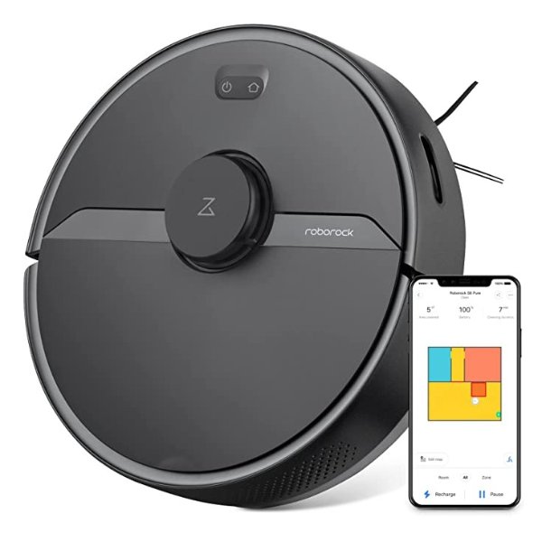 S6 Pure Robot Vacuum and Mop, Multi-Floor Mapping, Lidar Navigation, No-go Zones, Selective Room Cleaning, 2000Pa Suction, Wi-Fi Connected, Alexa Voice Control (Black)