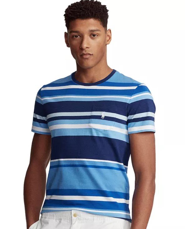 Men's Classic-Fit Striped Pocket T-Shirt