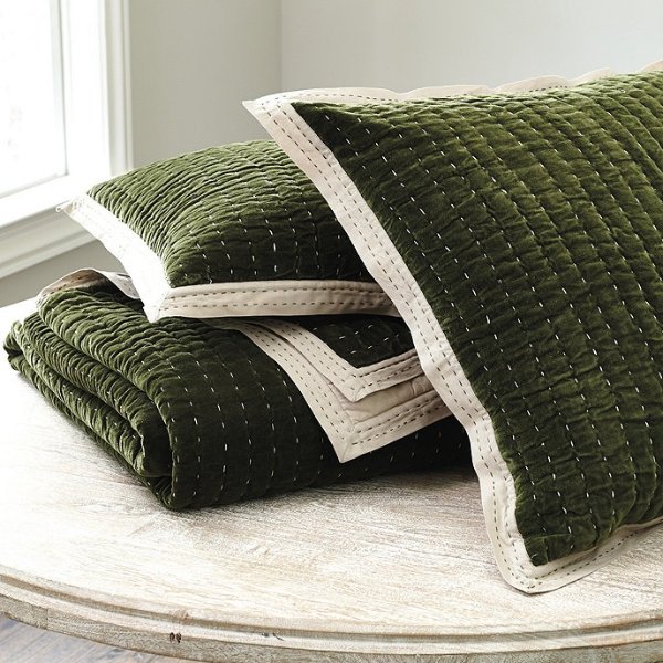 Lucca Velvet Stitched Quilted Bedding | Ballard Designs
