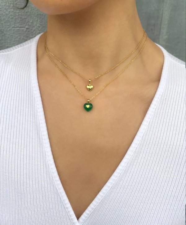 Makayla Green Heart Necklace | En Route Jewelry | En Route Jewelry