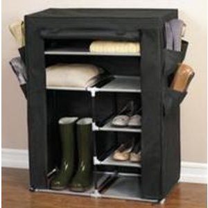 Brylane Home Portable Wardrobe with Shoe Pockets