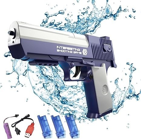 Electric Water Gun Toy 3 * 60cc High Capacity Water Guns for Adults & Kids, 32ft Range Water Squirt Guns,Summer Water Toys Electric Squirt Gun for Beach Pool Swimming Outdoor Party（Blue）