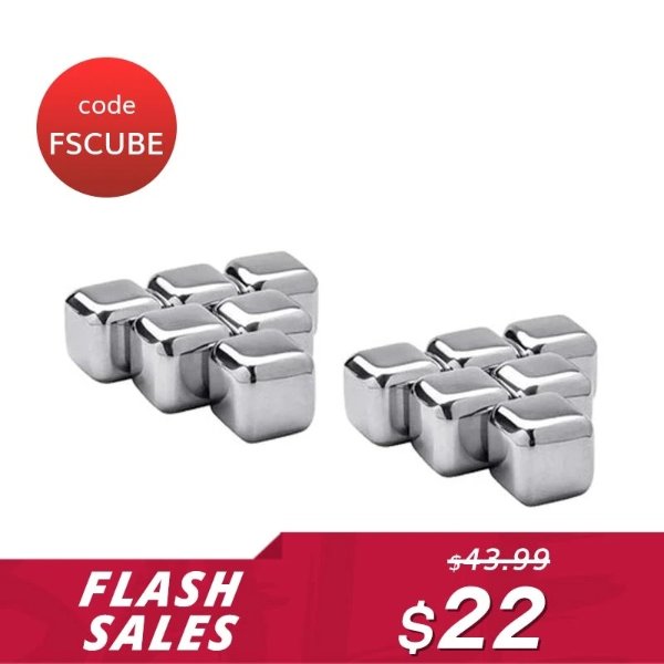 【Flash Sale】Stainless Steel Reusable Ice Cubes with one Ice Cube Clip - 6 Pieces/Set of Two