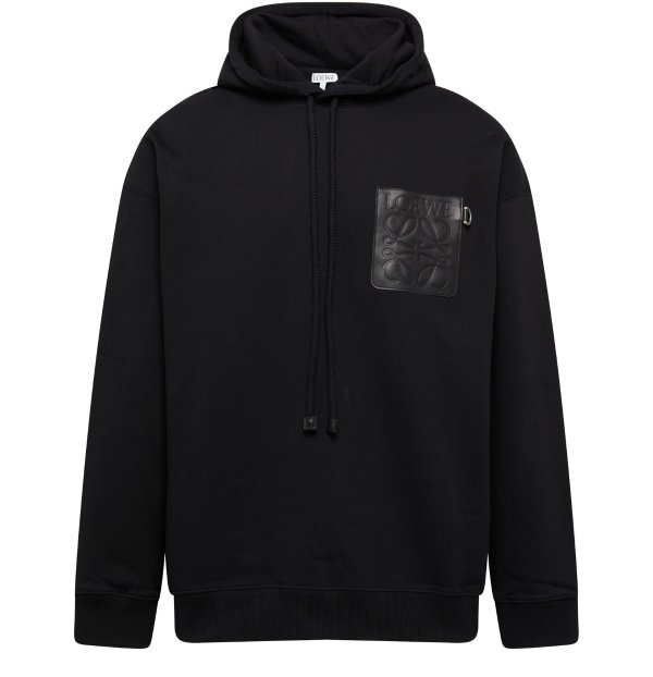 Anagram leather patch hoodie