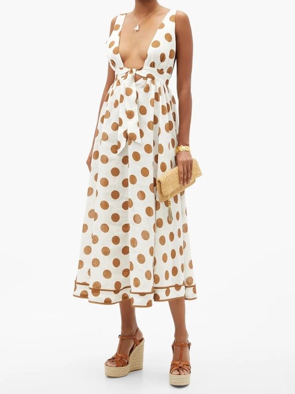 Empire polka-dot linen dress | Zimmermann | MATCHESFASHION US