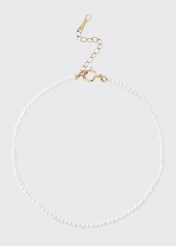 14k Gold Pearl Strand Ankle Bracelet