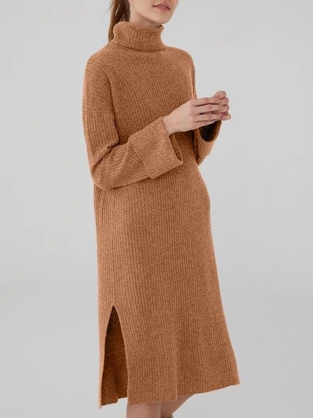 Wool Cashmere Oversized Ribbed Maxi Dress