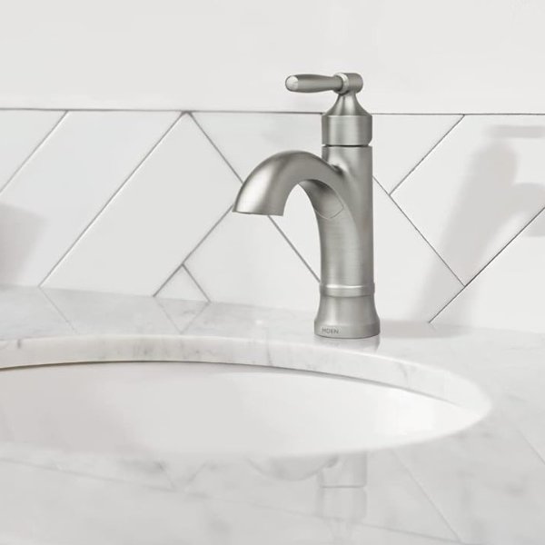 Halle Spot Resist Brushed Nickel One-Handle Single Hole Bathroom Sink Faucet