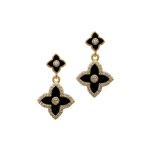 ADORNIAblack clover drop earrings gold