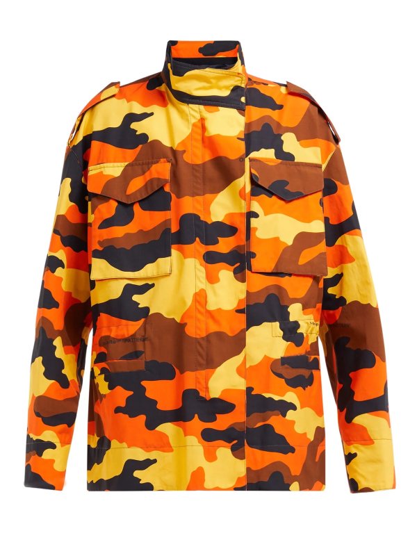 Camouflage-print cotton cargo jacket 