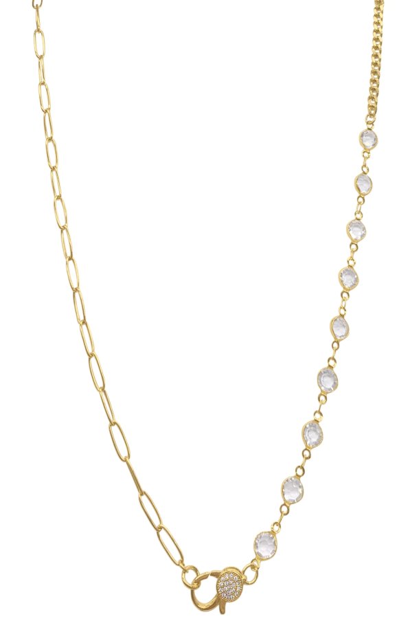 14K Yellow Gold Plated Patchwork Lock Mosaic Necklace