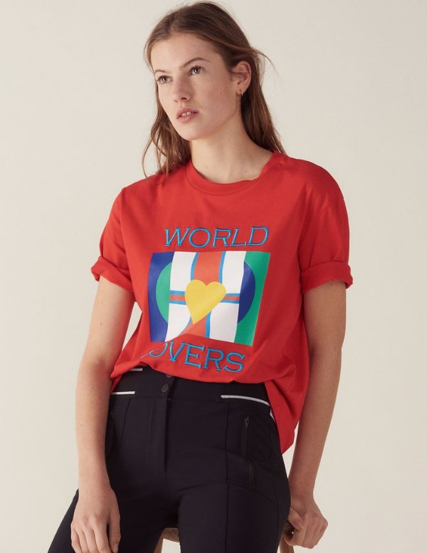 T-shirt with flags logo and embroidery