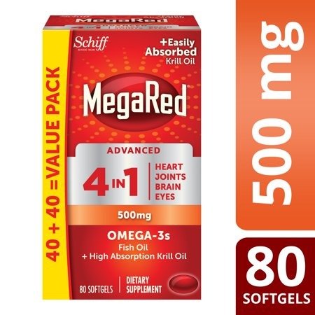 4合1 Omega-3 鱼油+磷虾油 500 mg 80粒