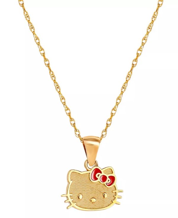 Enamel Bow Hello Kitty 18" Pendant Necklace in 10k Gold