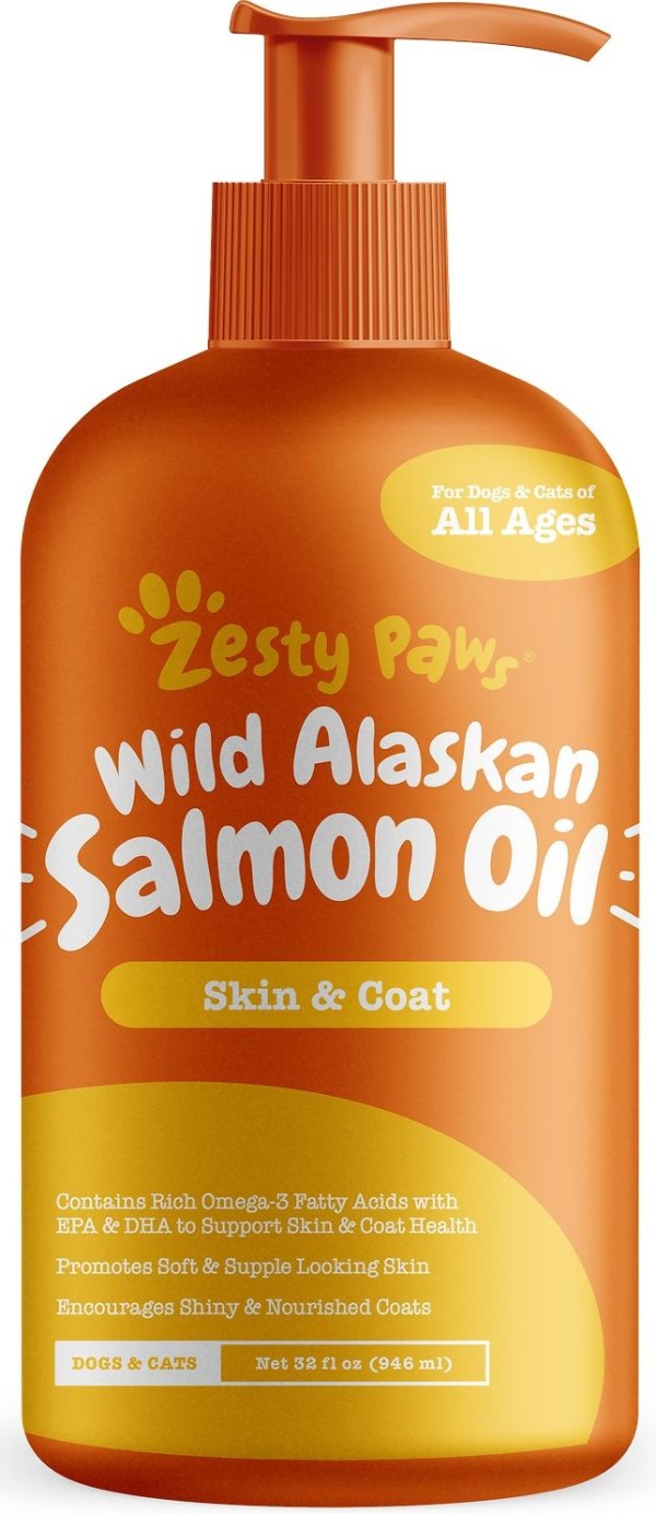 Pure Salmon Oil Skin & Coat Support Dog & Cat Supplement, 32-oz bottle - Chewy.com