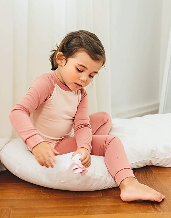 12M-12 Toddler Kids Unisex Girls & Boys Soft Comfy Modal Tencel Solid Raglan Sleepwear Pajamas Pjs 2pcs Set