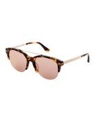 TF517 Adrenne Tortoiseshell-Look Round Sunglasses