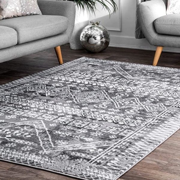 5' x 8' 摩洛哥地毯灰色