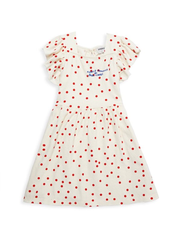 Little Girl's & Girl's Dotted Ruffle Dress